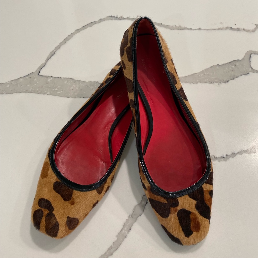 Vintage Kate Spade Leopard Genuine Calf-Hair Ballet Flats with Red Lining.